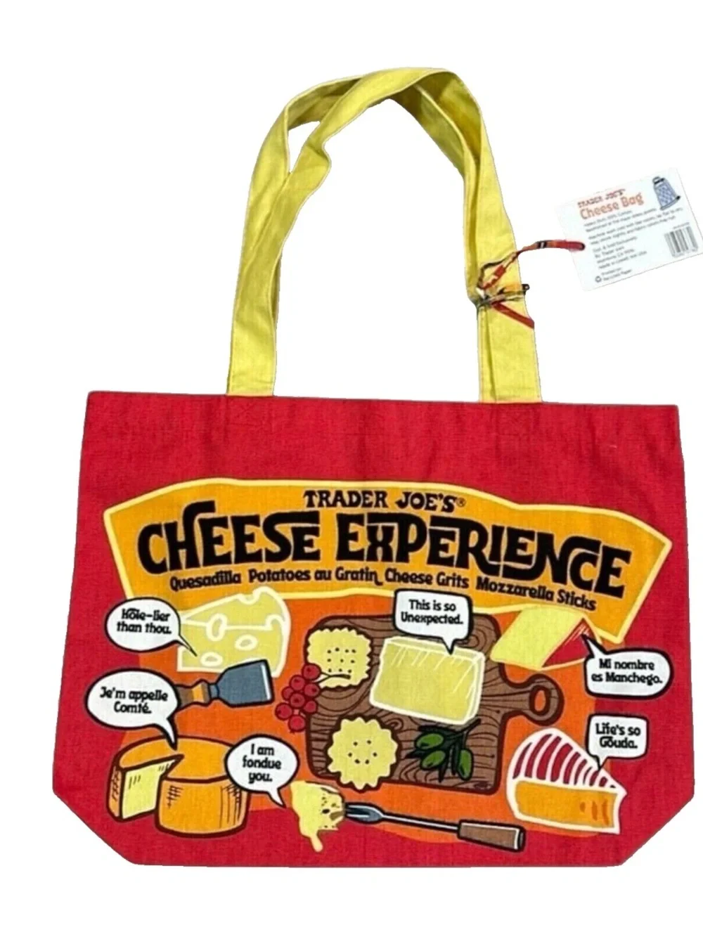 NWT Trader Joe's Limited Edition Tote Bag Cheese Adventures Heavy Duty & Large